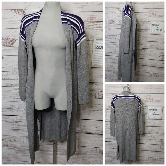 HEARTLOOM Striped Knit Duster Cardigan Size XS - Picture 2 of 13